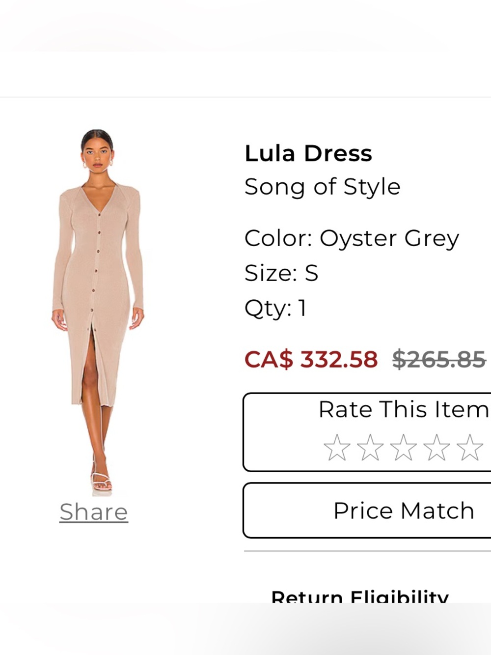 Song of Style Lula Midi Dress in Oyster Grey